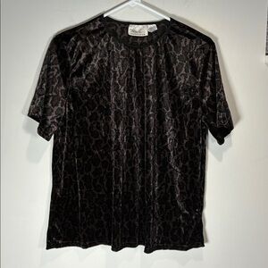 Kathie Lee Collection Vintage Velour Brown Leopard Top